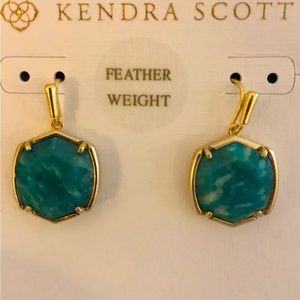 KENDRA SCOTT 18k GOLD VERMEIL “DAVIS” SMALL AMAZONITE DROP EARRINGS NWT!